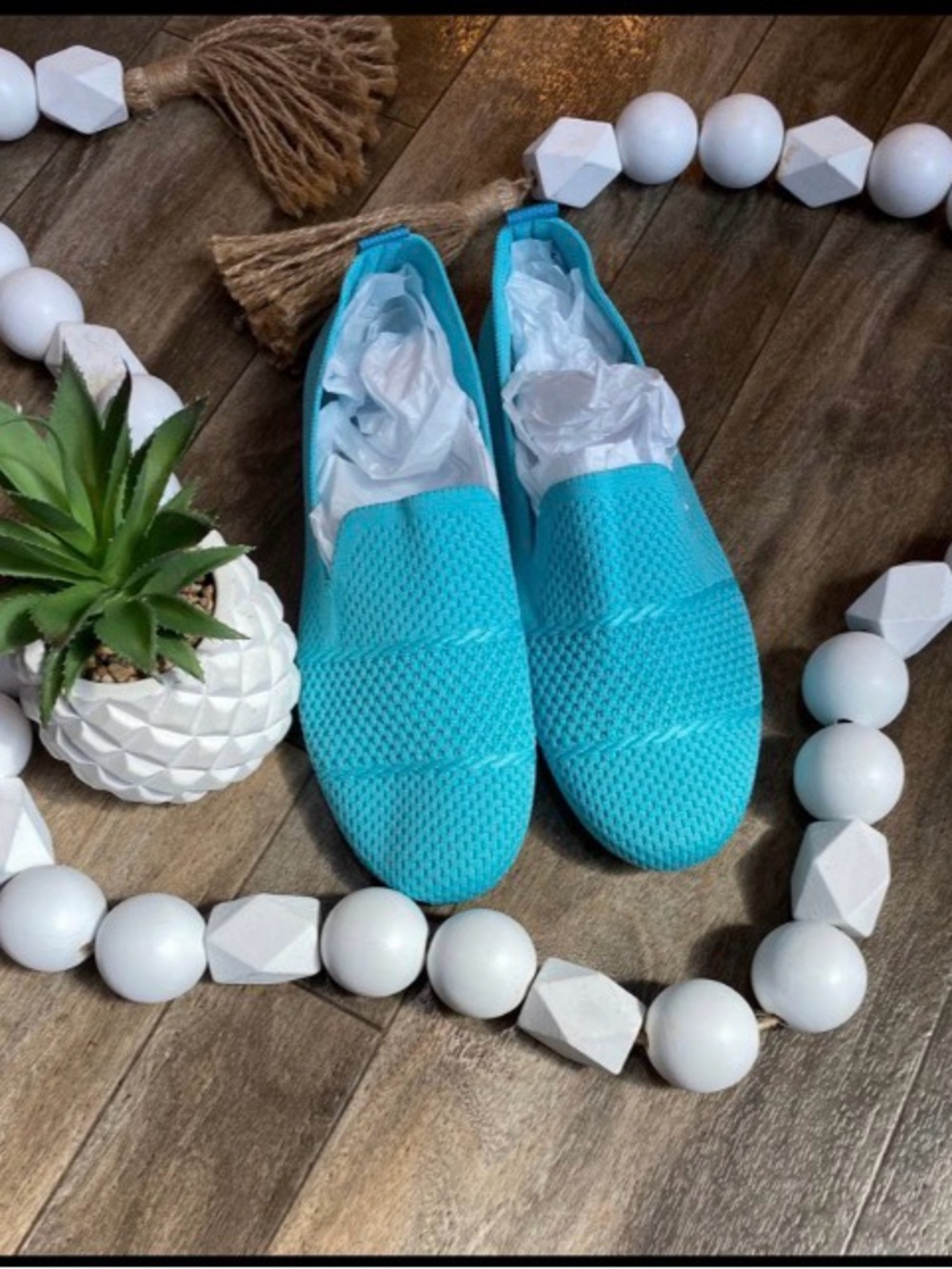 Lightweight Textured Boat Shoes in Turquoise